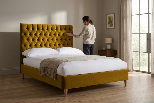 Chesterfield Design Gestoffeerde Engelse 140/160/180x200 Bedden Tweepersoonsbed Geel