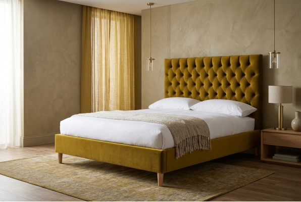 Chesterfield Design Gestoffeerde Engelse 140/160/180x200 Bedden Tweepersoonsbed Geel