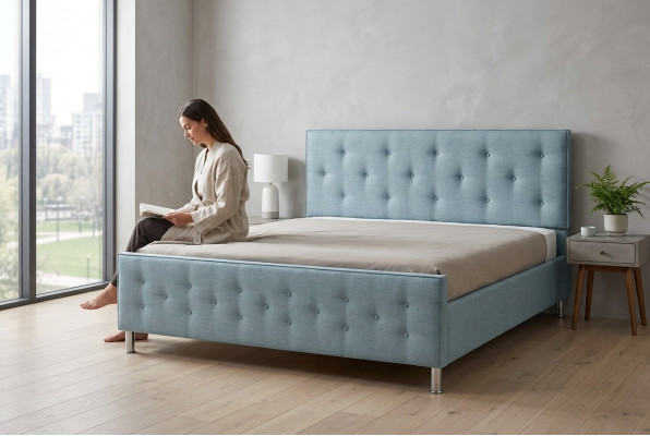 Chesterfield Design Engels 140/160/180x200 Bedden Tweepersoonsbed Turquoise Bekleding