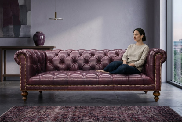 Bruine Chesterfield 3-zits bank Leren bank Bank Meubels