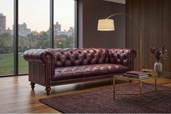 Bruine Chesterfield 3-zits bank Leren bank Bank Meubels