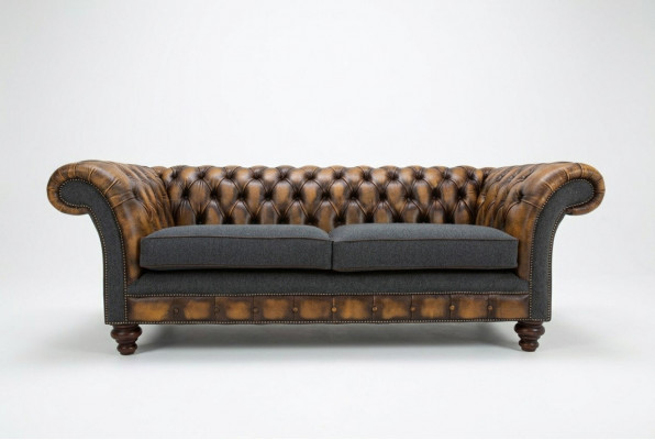 Ontwerp Chesterfield Bank 3 Bankstel Set Stof Bekleding Lederen Driepersoons