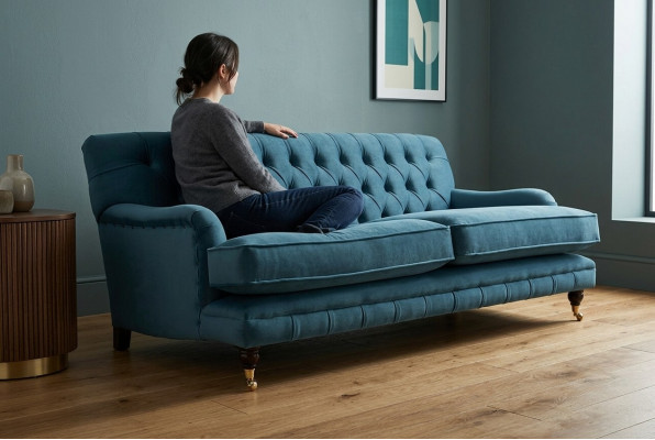 Blauwe moderne Chesterfield driezits luxe 3-zitsbank woonkamer sofa
