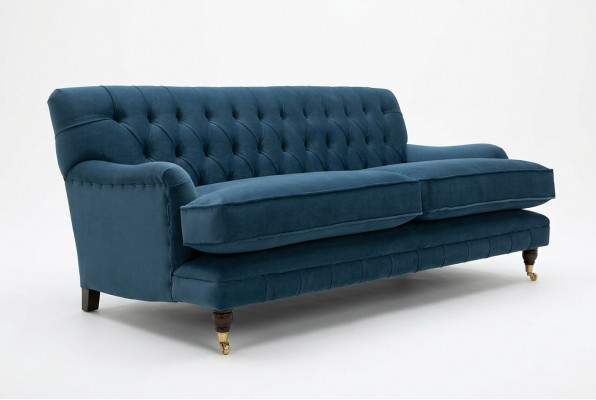 Blauwe moderne Chesterfield driezits luxe 3-zitsbank woonkamer sofa