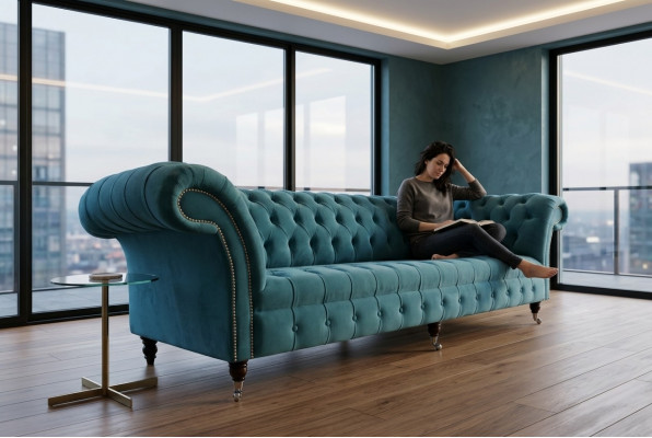 Chesterfield bank xxl grote bank bankstellen fluweel leer textiel bekleding bankstellen 4 zits