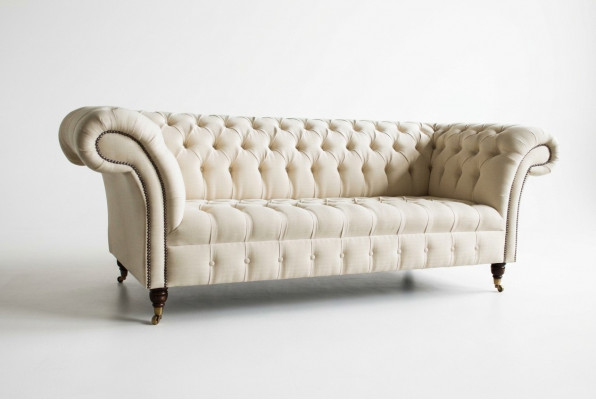 Moderne beige Chesterfield bankstel voor 3 personen voor in de woonkamer