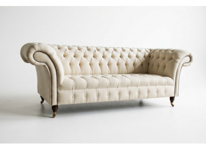 Moderne beige Chesterfield bankstel voor 3 personen voor in de woonkamer