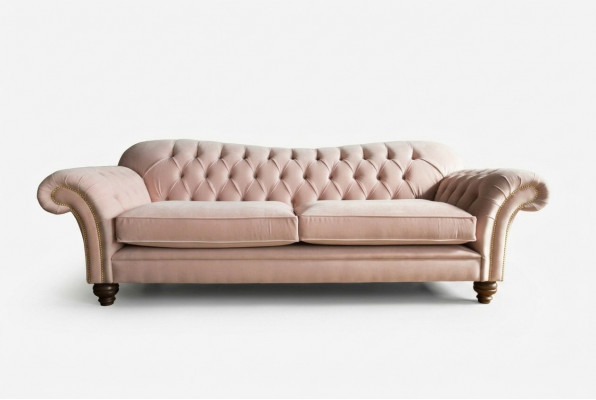 Klassieke Chesterfield bank 4-zits bank Sofa Velvet Leder Design Roze 240cm