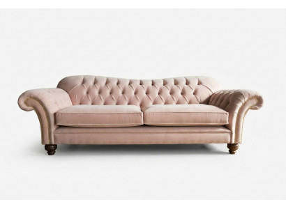 Klassieke Chesterfield bank 4-zits bank Sofa Velvet Leder Design Roze 240cm