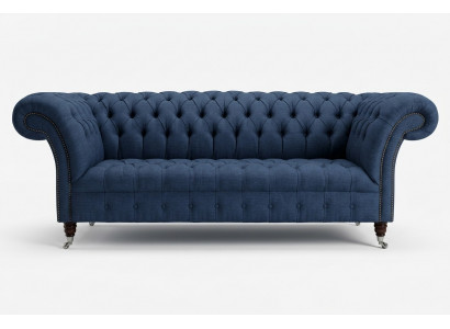 Blauwe textiel Chesterfield 4-zits designbank met stoffering