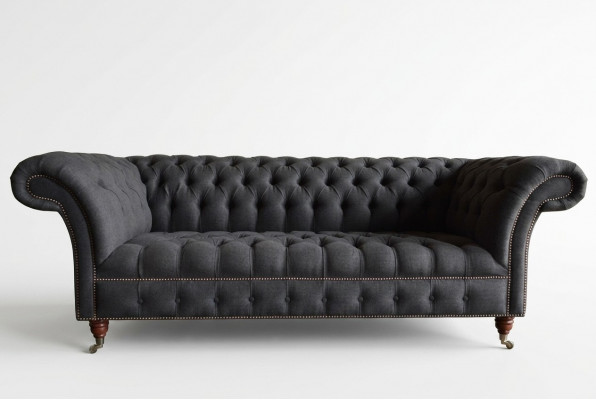 Grijze Chesterfield driezits luxe woonkamerbank met drie zitplaatsen