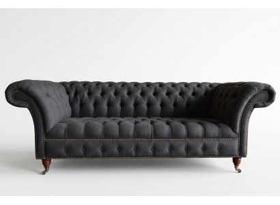 Grijze Chesterfield driezits luxe woonkamerbank met drie zitplaatsen