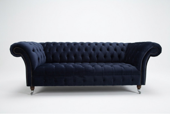 Donkerblauwe Chesterfield driezits Moderne woonkamer luxe bank