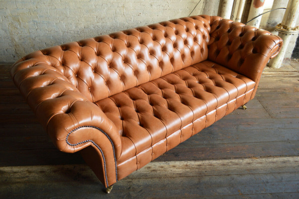 Lichtbruine Moderne Chesterfield Driepersoons Designer Bankstel