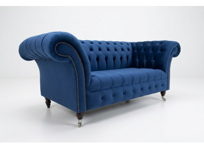 Klassieke Chesterfield bank blauw bekleding set 2-zits banken sofa 185cm