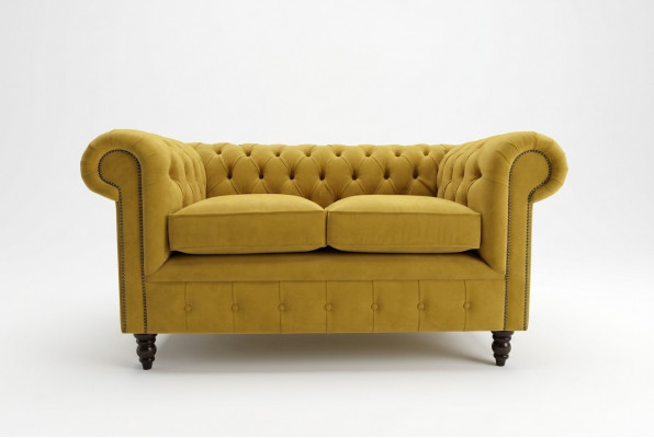 Chesterfield Sofa 2 zit plaatsen gestoffeerde banken bank driezitter geel sofa's fluweel nieuw