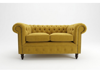 Chesterfield Sofa 2 zit plaatsen gestoffeerde banken bank driezitter geel sofa's fluweel nieuw