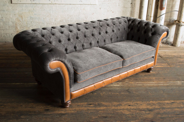Grijze bruine Chesterfield 3-zits woonkamer luxe bank