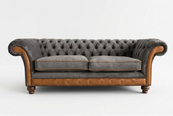 Grijze bruine Chesterfield 3-zits woonkamer luxe bank