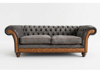 Grijze bruine Chesterfield 3-zits woonkamer luxe bank