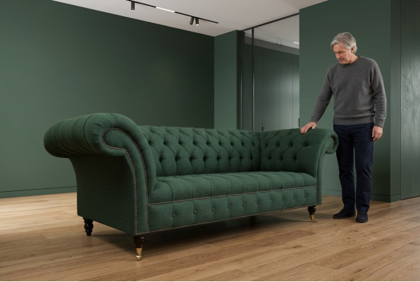 Klassieke Chesterfield design bank 3-zits sofa bank fluweel groot 225 cm leer