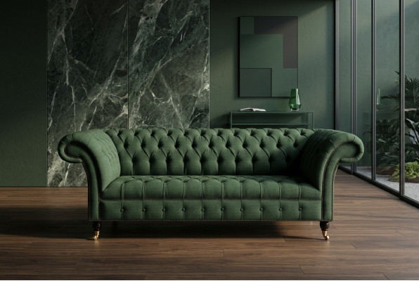 Klassieke Chesterfield design bank 3-zits sofa bank fluweel groot 225 cm leer