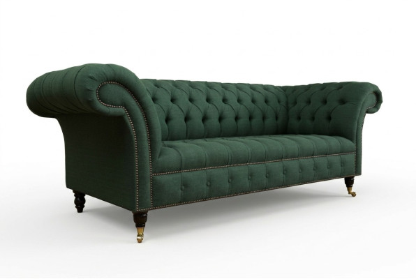 Klassieke Chesterfield design bank 3-zits sofa bank fluweel groot 225 cm leer
