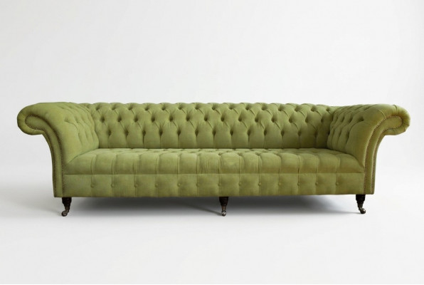 Klassieke Chesterfield bank 4-zits banken bankstellen Leer Groen Design Bekleding