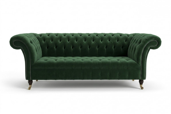 Klassiek Chesterfield Design Bankstel 3-zits Bank Bankstel Fluweel Leder groot groen nieuw