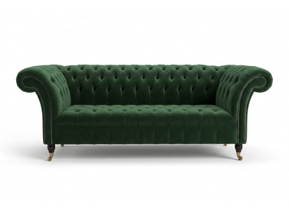 Klassiek Chesterfield Design Bankstel 3-zits Bank Bankstel Fluweel Leder groot groen nieuw