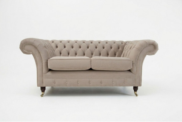Chesterfield Sofa 2-zitsbank Stoffen Designer Banken Sofa's Set Beige Fluweel