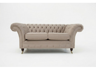Chesterfield Sofa 2-zitsbank Stoffen Designer Banken Sofa's Set Beige Fluweel
