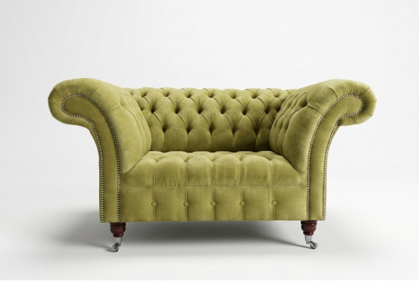 Chesterfield Design Stoffbank Fauteuil 1,5-zitter Gestoffeerde Sofa's Lounge Fluweel Groen