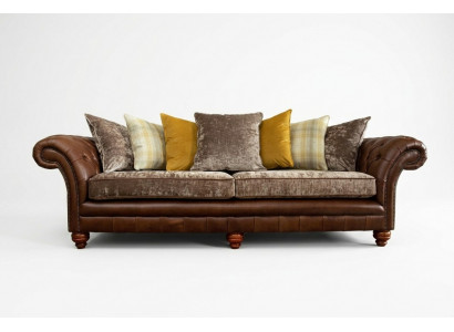 Klassieke Chesterfield bank 4-zits banken banken leer bruin design bekleding