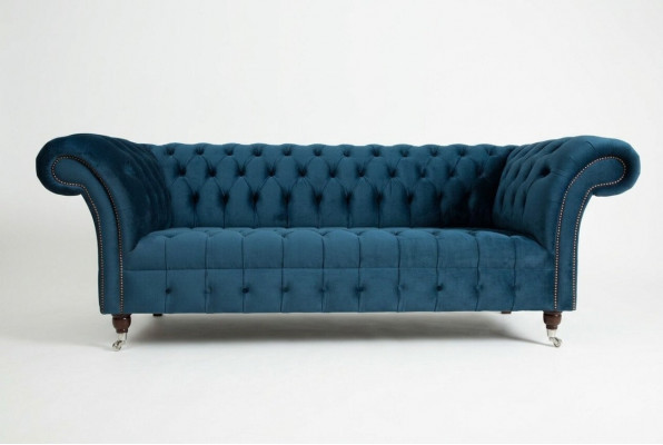 Chesterfield 3-zits gestoffeerde bank van leer stof banken textiel modern stijl