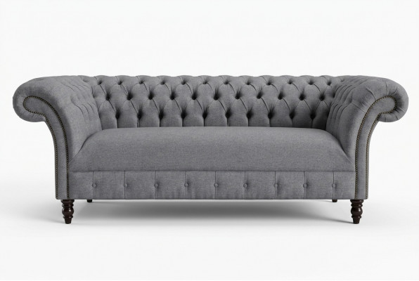 Chesterfield 3-zits gestoffeerde bank van leer Bank stoffen Moderne stoffen bank in moderne stijl