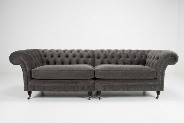 Klassieke Chesterfieldbank 4-zits designbanken gestoffeerde banken leder bruin