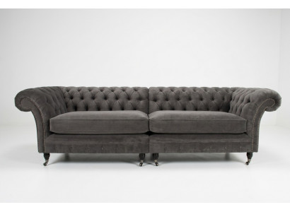 Klassieke Chesterfieldbank 4-zits designbanken gestoffeerde banken leder bruin