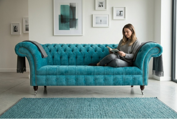 Chesterfield Originele Bank Bank Textiel Banken Bekleding Stof Nieuw