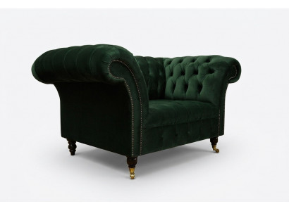 Chesterfield Design Stof Bank Fauteuil 1,5-zits Beklede Sofa's Lounge Groen Fluweel