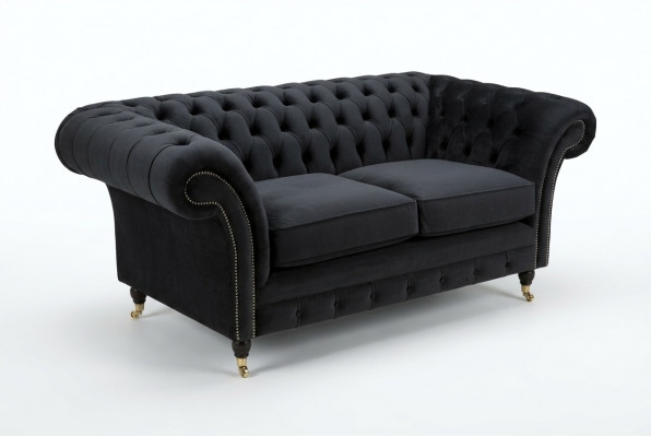 Chesterfield Original Bank JVMöbel Textiele Banken Zetels Stof Grijs 185cm Bank