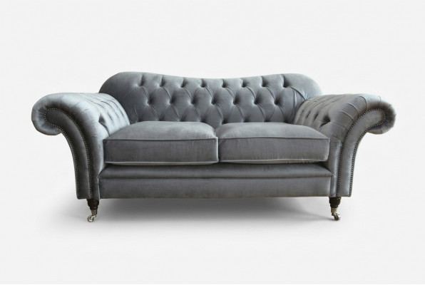Chesterfield Originele Bankstel Stoffen Banken Grijs 200cm Bank