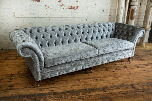 Chesterfield Grijze Bankstel Vierzitter Designer 4-Zit Bank
