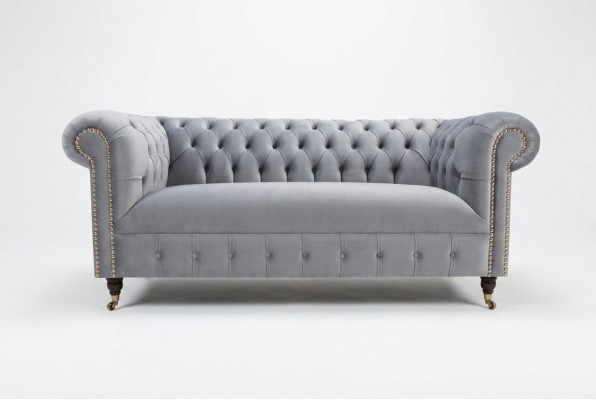 Grijze gevoerde Chesterfield 3-zits Modern Woonkamerbank