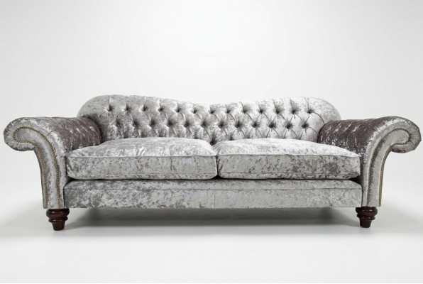 Klassieke Chesterfield bank 4-zitsbank Sofa Banken Fluweel Leder Ontwerp Grijs 240cm