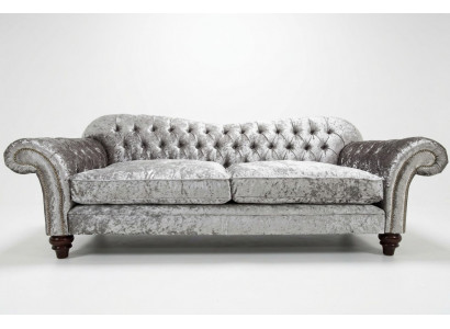 Klassieke Chesterfield bank 4-zitsbank Sofa Banken Fluweel Leder Ontwerp Grijs 240cm