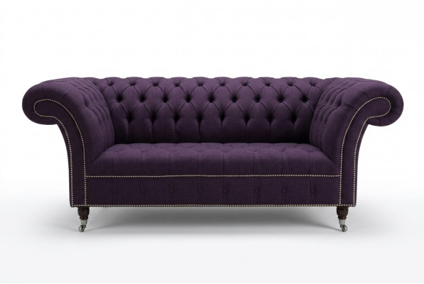 Klassieke Chesterfield bank 3-zits sofa bank fluweel leer paars design bekleding