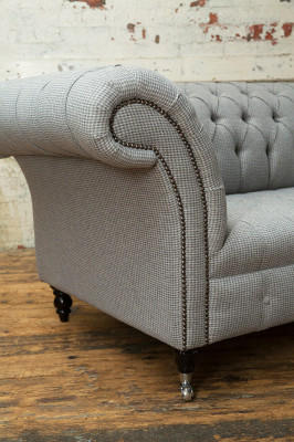 Woonkamer Chesterfield bank ontwerp textiel banken banken driezits grijs bank