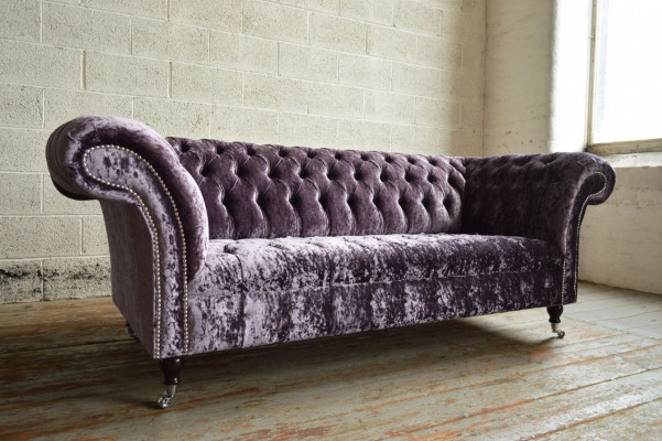 Stijlvolle lila Chesterfield driezits luxe woonkamerbank