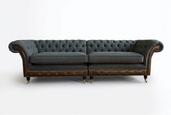Chesterfield Bank Bank Beklede banken Banken Vierzitter Stof 265cm Zitkussen